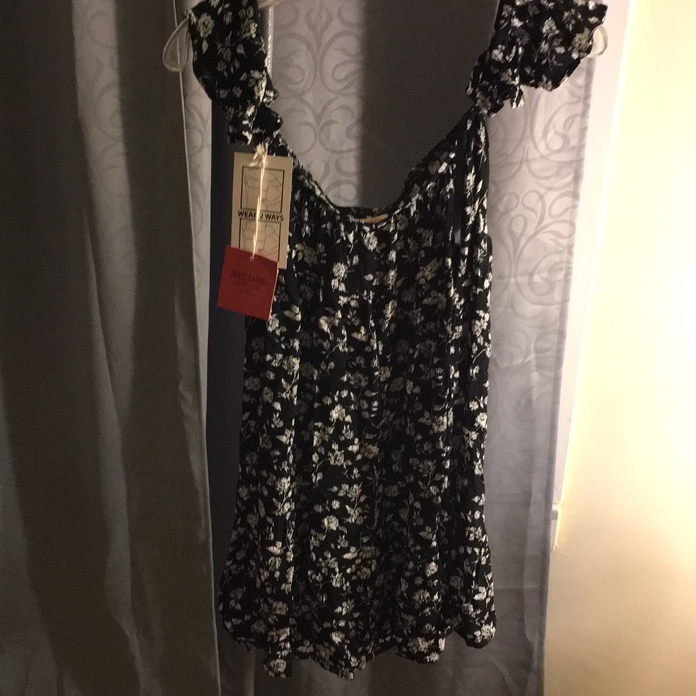 Black and white Tunic .. Flowery